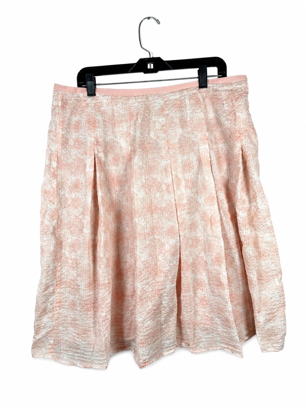 Liz Claiborne Pleated Skirt Cotton A-Line Plus Size 16 Pink Business Casual Cozy